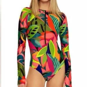 New With Tags,  Trina Turk Rainforest, one piece Swim suit. Large